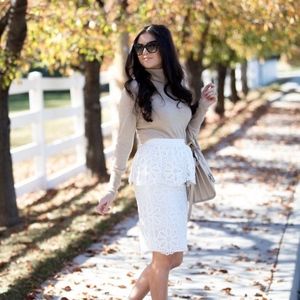 Rachel Parcell White Organza Peplum Skirt